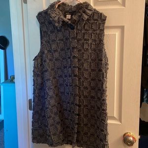 Yushi Textured Open Front Long Vest Jacket